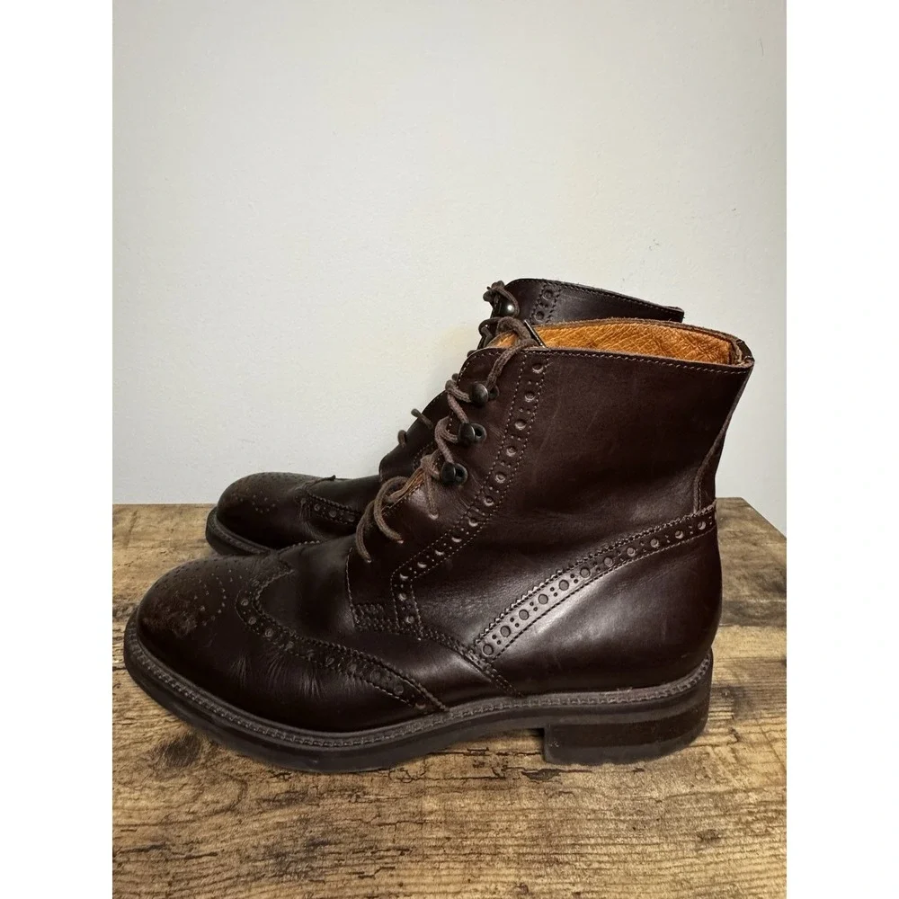 Banana Republic Men's Oxford, Wingtip, Brown Leather Boots-11.5